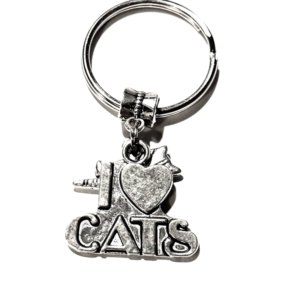 Silver Cat Lover Keychain